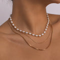 Classic Style Three Layer Necklaces for Women Wholesale Hot Selling 2PCS / SET Pearl Choker Jewelry Pearl