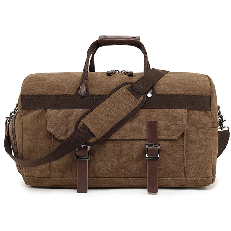 Wholesale Custom Large Capacity Weekender Sports Duffle Bag Gym Vintage Canvas Travel Tote Bag for Men