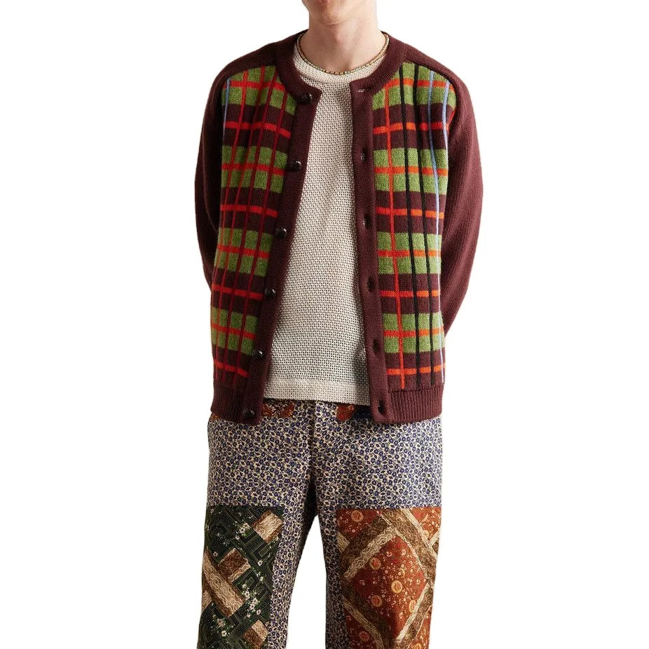 Custom Design logo  Fashion Casual  Knitwear Jumper Long Sleeve Knit Top Jacquard Men Knitted Cardigan Sweater