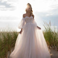 13154#Sweetheart Beach Bohemian A-Line Corset Backless 2022 Puffy Sleeves Princess Sweep Train Split Wedding Dress Bridal Gown