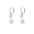 European 5A White Cubic Zirconia Flower Hoop Earrings 925 Silver Earring Jewelry