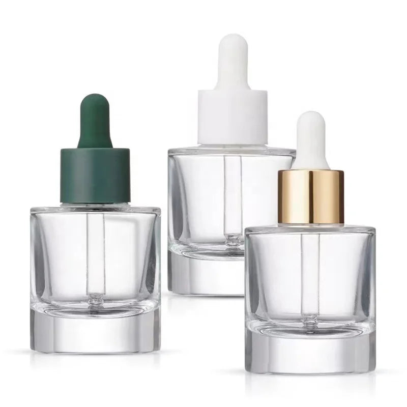 Travel Size Round Glass Bottle 30ml Round Glass Dropper Bottles Refillable Essential Oil Containers With Pipette Lids