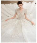 Low Moq Guangzhou Auyan New Bridal Style Main Gauze Court Retro Style French Train Wedding Dresses 2022 Bridal 2023 Curvy
