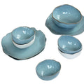 Ceramic Dinnerware Set Irregular Shape with Elegant Gloss Blue Giveaways Food Grade Dinner Set 72 Pcs Modern Sustainable 5 Sizes MegaBDM