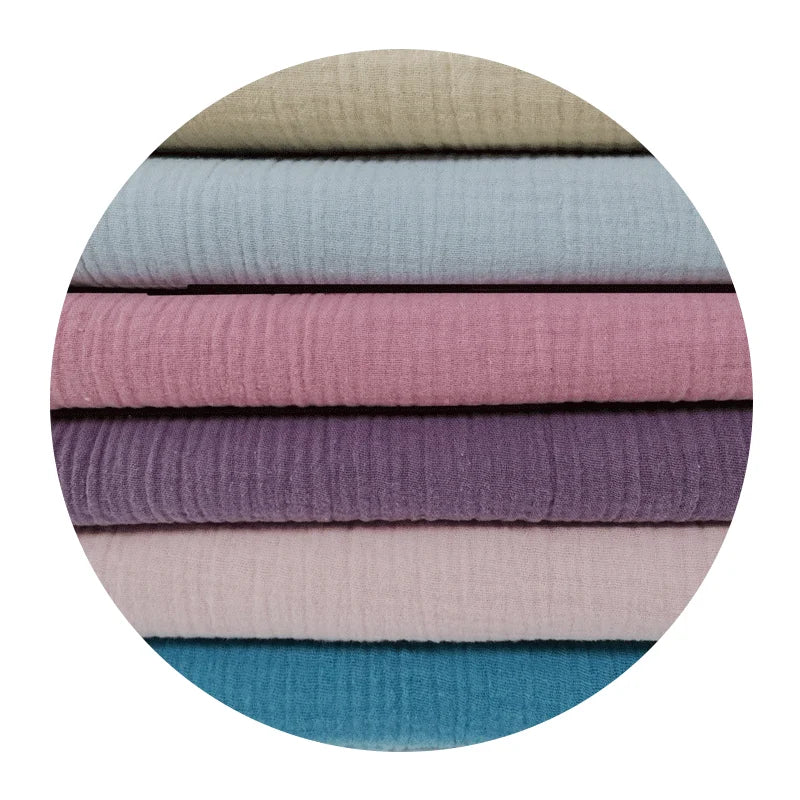 Wholesale 100% Cotton Organic Muslin Double Layer Baby Eco Friendly Garment Crepe Double Gauze Fabric