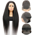 High Density 13x4 Yaki Straight Lace Front Wigs Human Hair Raw Brazilian Full Edges Ear to Ear Swiss Lace Wig for Black Women