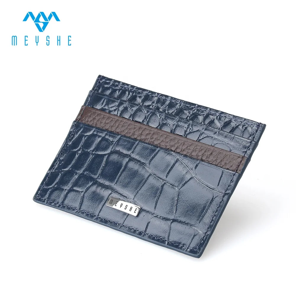 Luxury Business Slim Short Card Holder Wallet Genuine Leather Minimalist Thin Style Embossed Logo Custom Printing Small Size