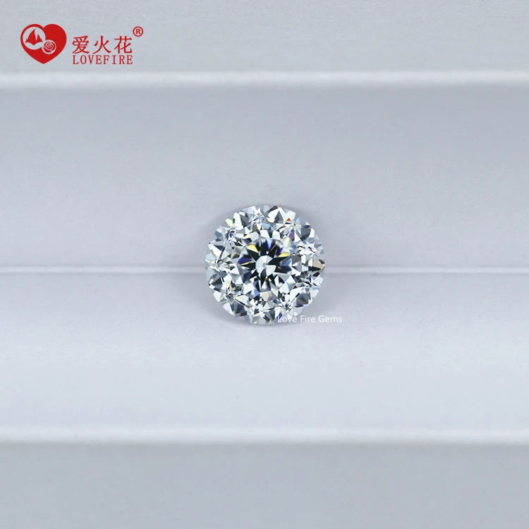 Artificial Zircon Round Shape 4mm-10mm 5a White 100 Facet Cut Loose Stones Cubic Zirconia
