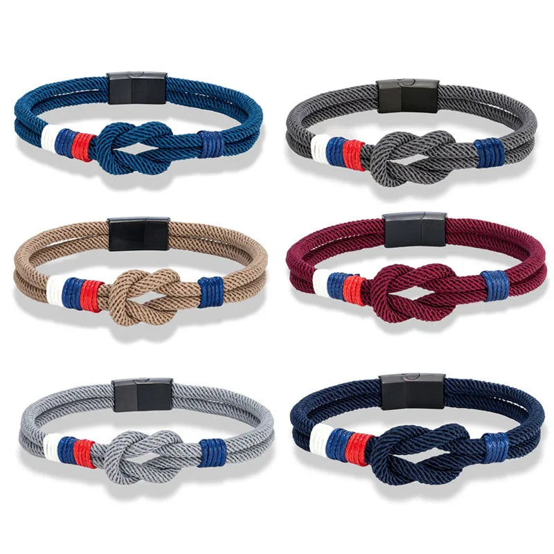 Latest Popular Handmade Casual Concentric Knot Braided Milan Rope Cord String Clasp Flag Bracelet Gift Friendship Couple Jewelry