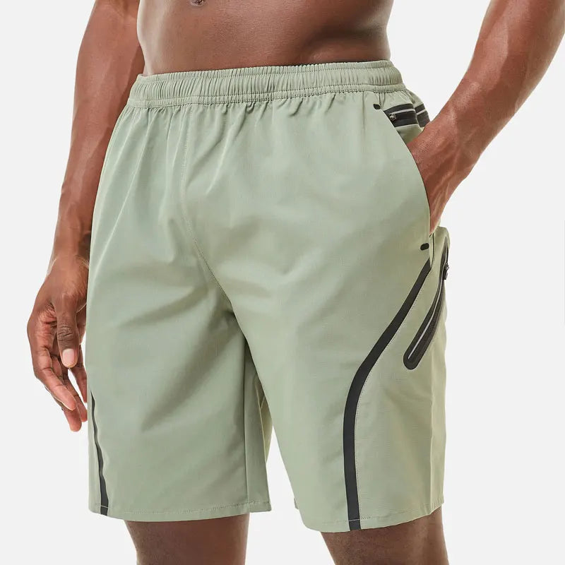 Custom Running Shorts With Heat Reflective Zipper Elastic Drawstring Waist GYM Fitness Shorts
