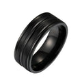 8MM Wide Men's Stainless Steel Black Ring