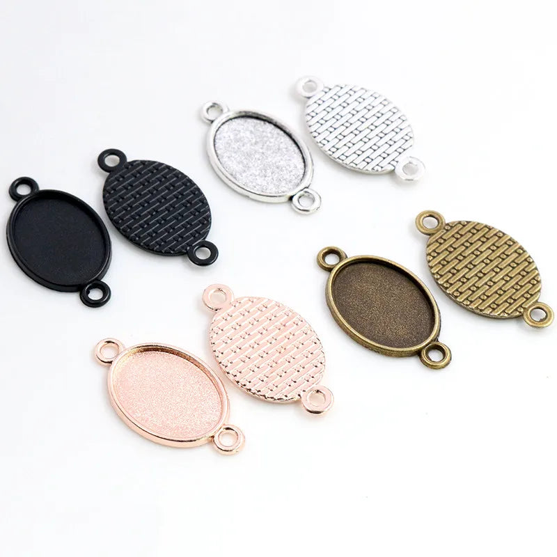 13x18mm Inner Size Antique Silver Plated 4 Colors Simple Cameo Cabochon Base Setting Charms Pendant Necklace Findings