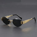 Hot Selling Wholesale Luxury Fashion Designer Rimless Frameless Wraparound Oval Shades Sunglasses Metal Sunglasses Top Grade