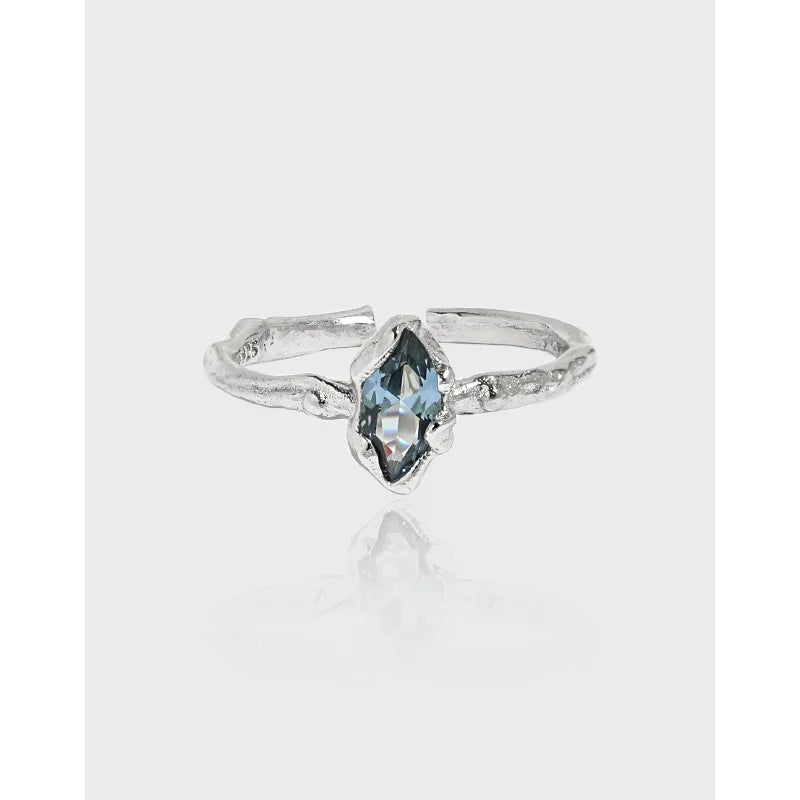 Geometric Irregular Texture Light Luxury Zircon Open Rings for Women 925 Sterling Silver Rings Fine Jewelry