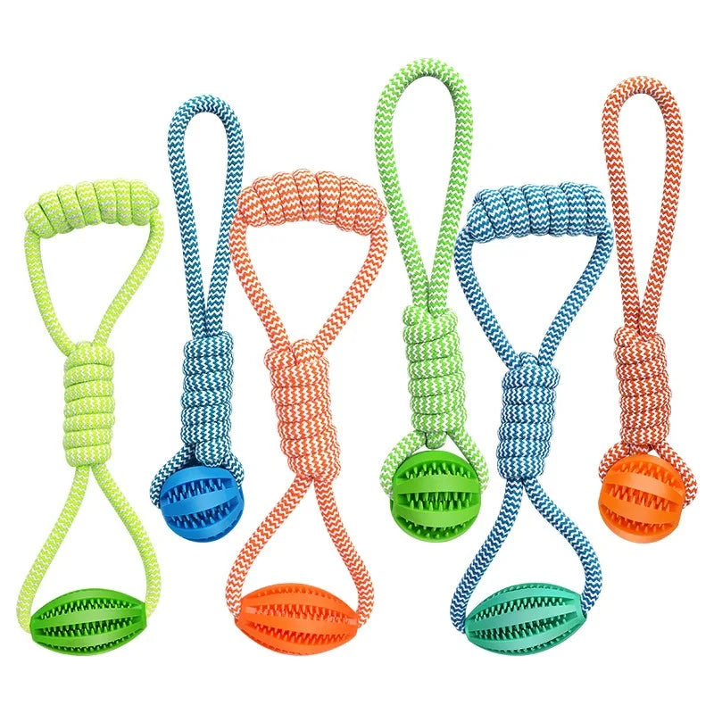 Pet Tug Toys Dog Cotton Rope Ball Toys Dog Puzzle Teething Toys Training