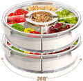 Divided Rotating Serving Tray with Lid and Handle Portable Snackle Box Clear Snack Spinner Organizer and Storage