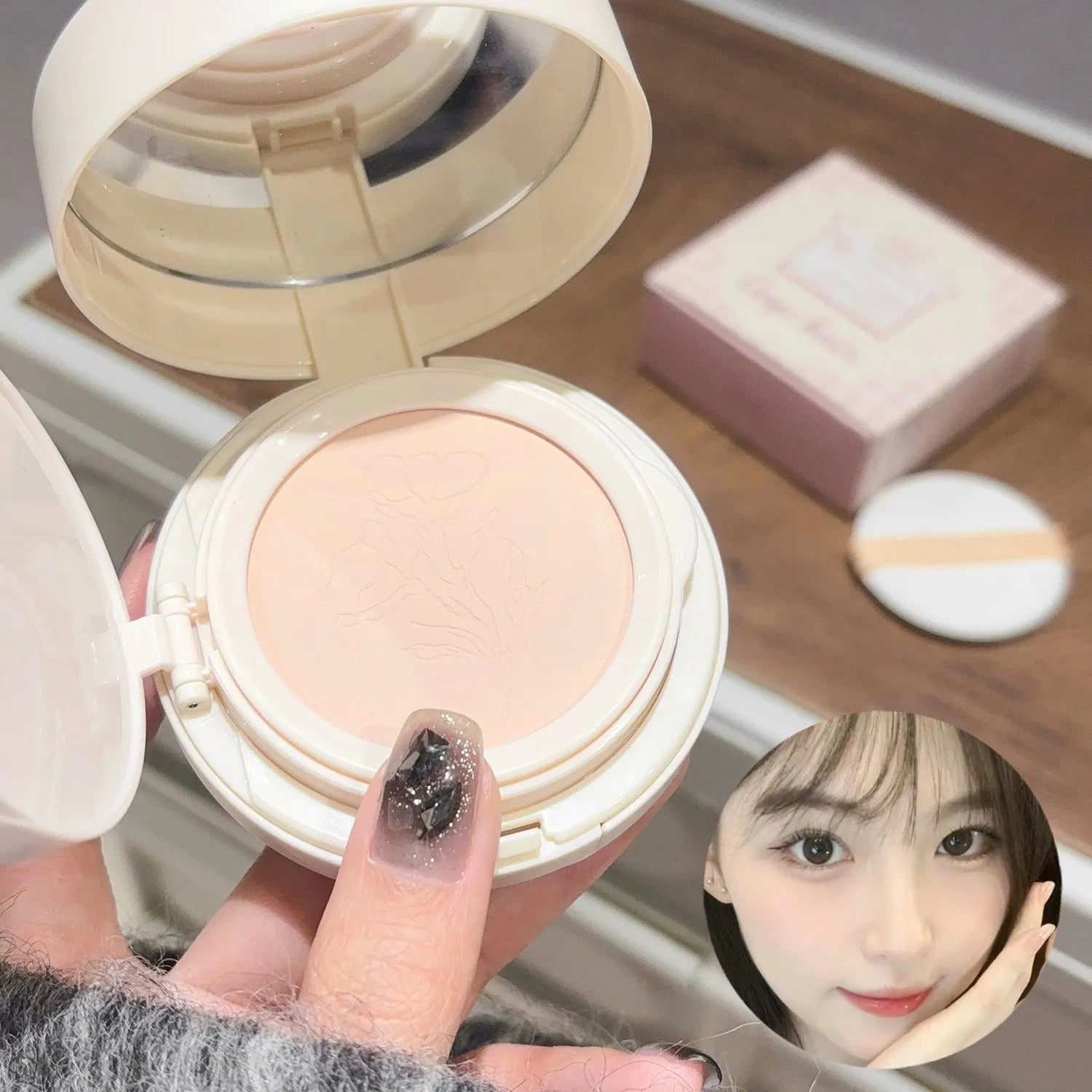 Private Label Double Layer 2-in-1 Setting Powder Cushion Moisturizing Concealer Brightening Air Cushion Gege BB Cream Makeup