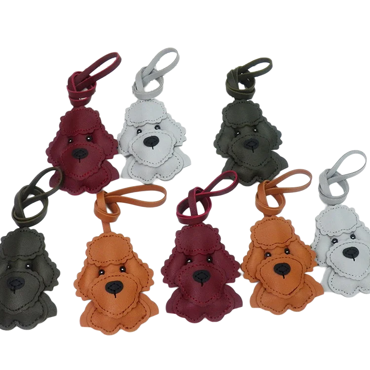 PU Leather Teddy Dog Keychain-Cute Cartoon Dog Pendant for Bag Decor Customized Promotional Gift
