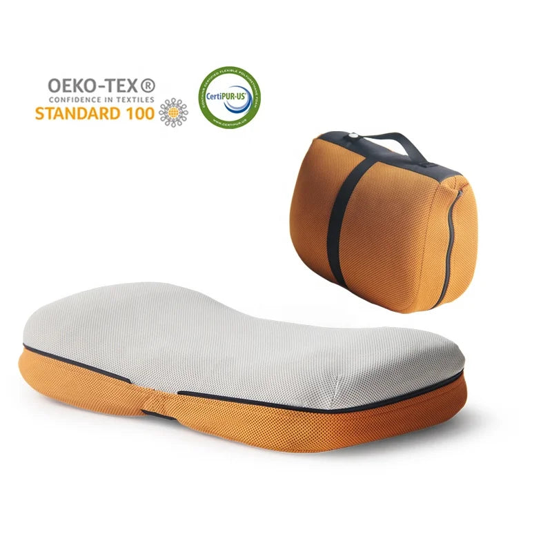 OEKO-TEX Quilted Travel Memory Foam Contour Camping Pillow Custom Outdoor Portable Compressible Headrest Ultralight Compact