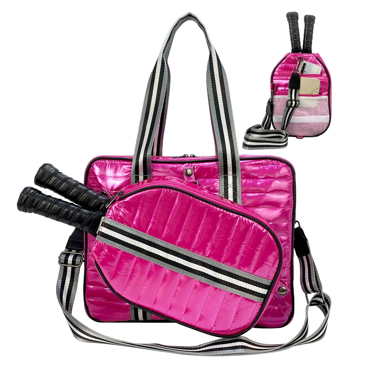High Quality Women Custom Logo Nylon Gym Sport Puffer Duffle Paddle Racket Tote Quilted Tennis Bag Pickleball Paddle Bag