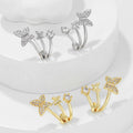 S925 Silver Needle Gold Plated Fairy 3 Layers Claw Butterfly Earrings Women Ear Jewelry Wholesale Zircon Exquisite Earring Studs