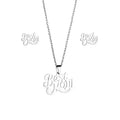 Risingmoon SilverJewelry Sets for Women Stud Earrings 316L Stainless Steel Best Mom Letter Pendant Necklace for Mother Day Gift