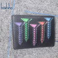 BOS24101502 Customizable Vintage Genuine Leather Wallet Unisex Luxury Short Open Waterproof Colorful Hollow Design RFID Stylish