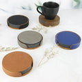 Factory Price Custom Laser Engraved Logo Non-Slip Home Bar Club Round Leatherette Wedding Coaster for Drinks