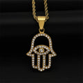 Vintage Gold Plated Amulet Pendant Stainless Steel Famati Hand Charm Necklace