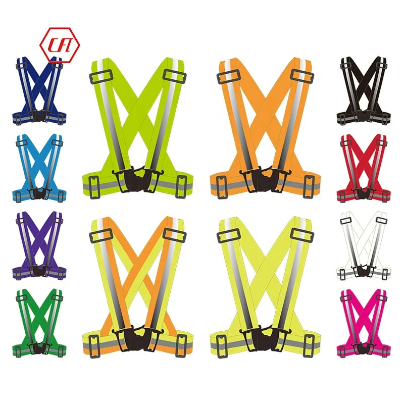 Hi Vis Reflective Safety Strap Vest High Visibility Adjustable Safety Ves for Night Cycling Hiking Jogging Dog Walking MegaBDM