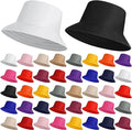Custom Cotton Outdoor Bucket Hat Wide Brim Flat Top Embroidery Logo Yellow Pink Red Green Orange Pink Black Plain Fishing Casual