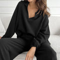 Black White Cotton Women's Suit Lantern Long Sleeve New in Women's Sleepwear Lapel V-neck Loose Sets for Women 2 Pieces