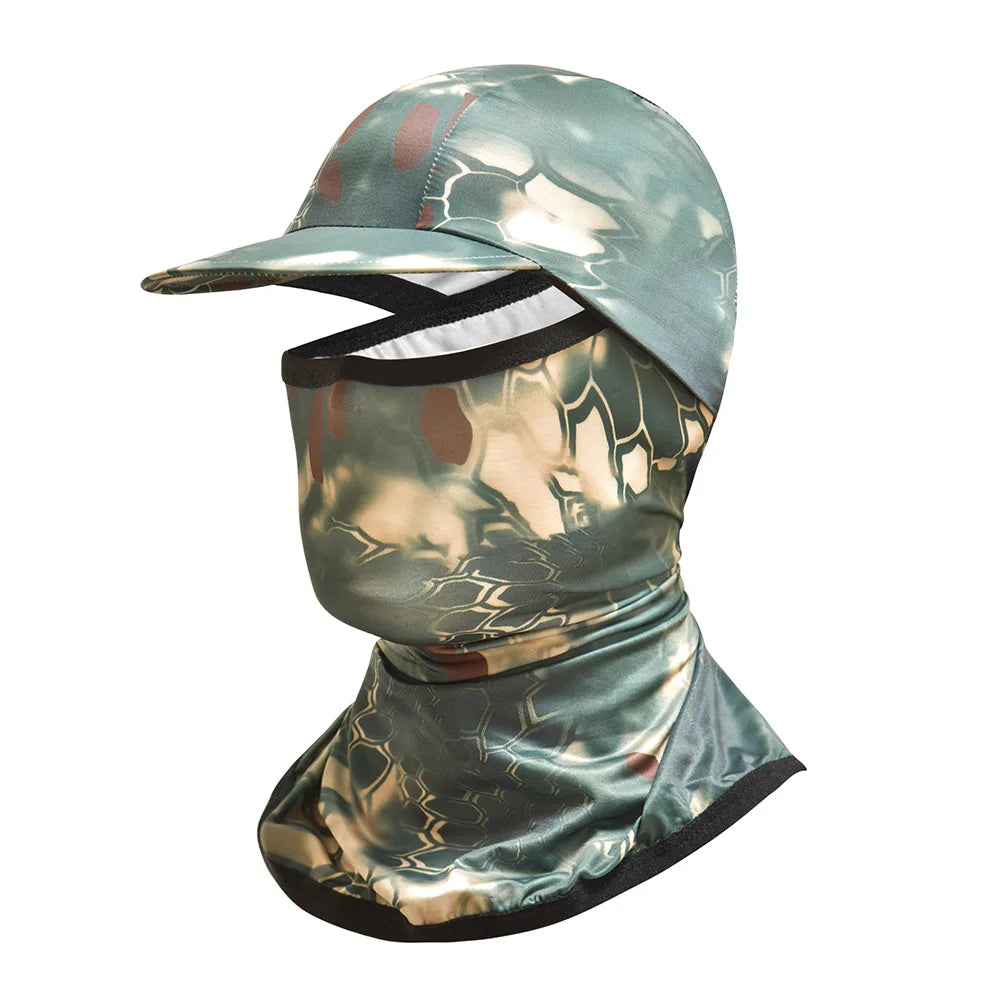 JSJM Outdoor Sports Mask With Brim Summer Ice Silk Hood Sunscreen Riding Fishing Mask