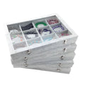 10 Designs  Gray Velvet Lining Unique Jewelry Rings Earrings Necklace Pendant Bracelet Crossed Box With Glass Lid