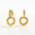 New Trendy Earring 18K Gold Plated Cross Circle Hoop Earrings Twisted Stainless Steel Earrings Wholesale