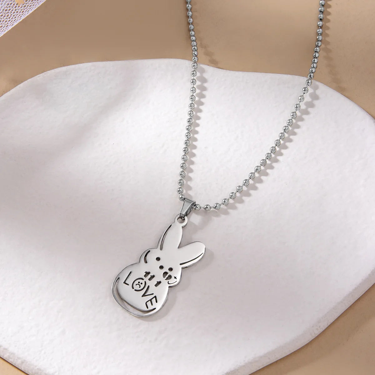 DAIHE Hip Hop Lil Peep Sign Love Rabbit Stainless Steel Rapper Pendant Necklace Gothic Men Women Necklace for Young Singer Fans