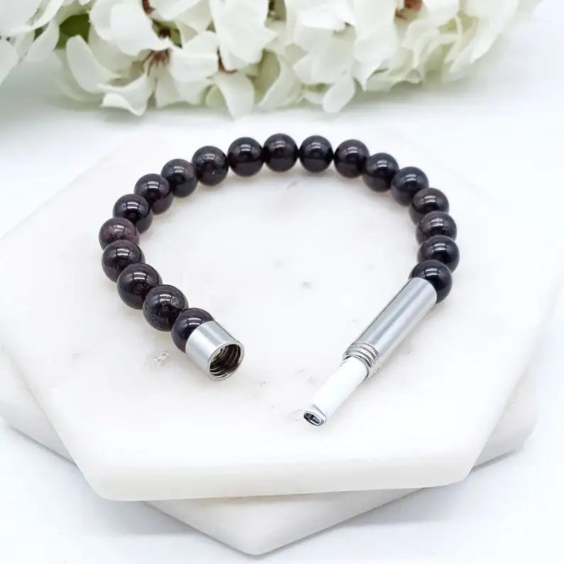Couple Friendship Unique Gift Custom Natural Crystal Beaded Wish Bracelets Stainless Steel Capsule Secret Message Bracelet
