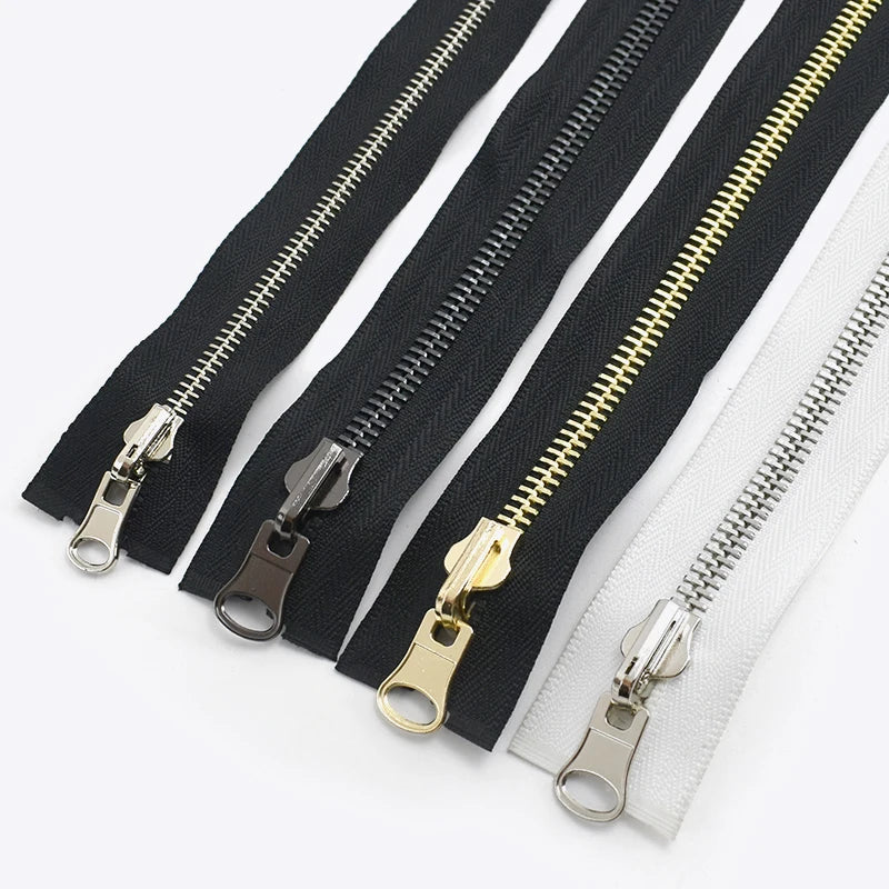 Meetee ZA454 5# 8# 60-120cm Alloy Rail Rotating Pull Head Cotton Jacket Sewing Accessories Opening Double Sided Zipper