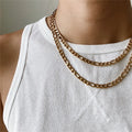 Hip Hop Jewelry 14k Gold Plated Necklace 4mm 6mm 8mm 10mm Figaro Chain Link Choker Necklace