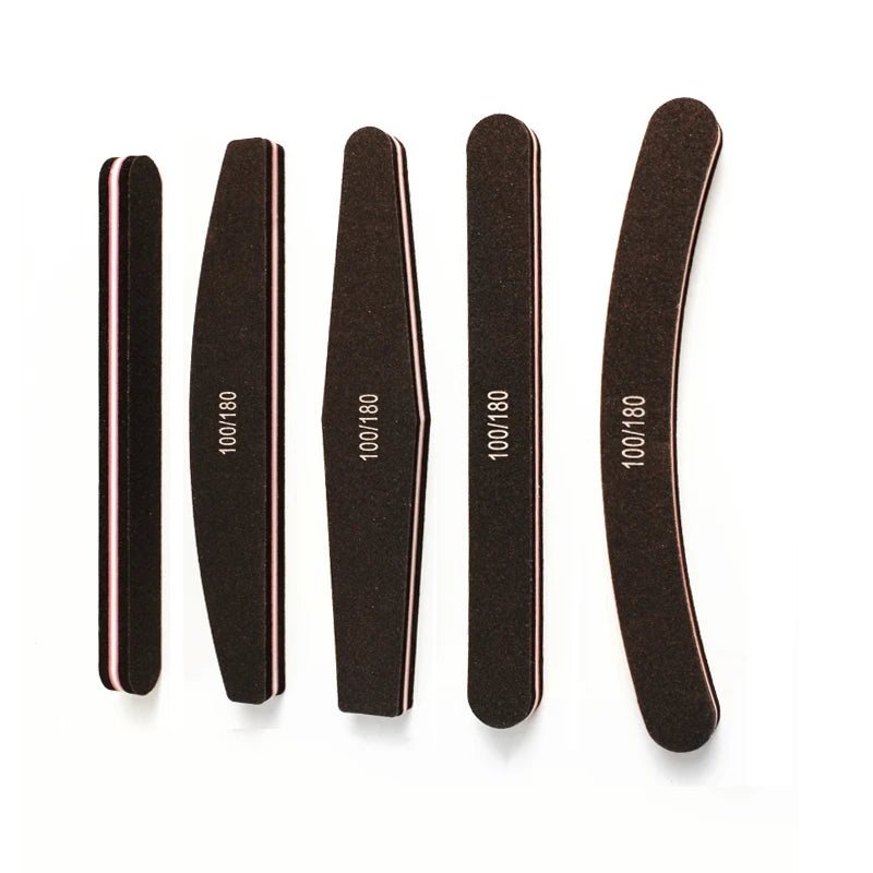 Custom Logo 100/180 Grit Nail File Washable Square/Diamond/Half-Moon Emery Board Nail File
