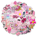 100Pcs Cute Pink Girl Label Sticker Adhesive for Kids Skateboard Luggage Laptop Water Bottle Vsco Fresh Custom Stickers
