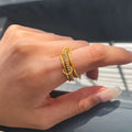 New Style Fashion Minimalist 18K Gold Plated Ring Statement Bead Rope Smooth Zircon Finger Rings