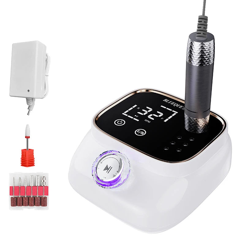 Professional Nail Drill & E-file with Knob Adjustment 45000RPM High-Speed Motor - Large LCD Display for Home/Salon OEM Tools