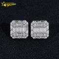 Wholesale Price Hip Hop Style Baguette Moissanite Square Shape 925 Silver Mens VVS Diamond Earrings