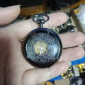 Hollow Gold Manual Wind Mechanical Watches Key Chain Mechanical Retro Pocket Watches