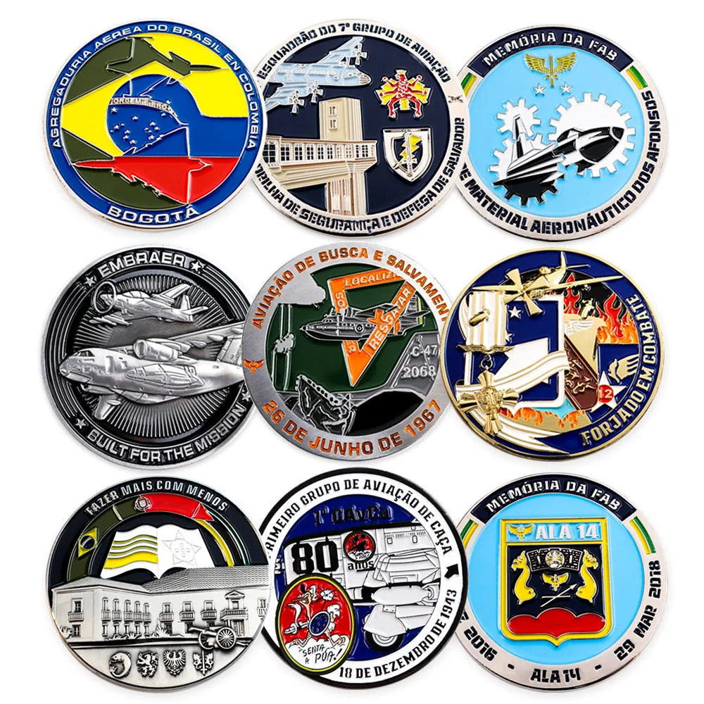 Custom Laser Engraving Brazil Souvenir Coin Maker Customized Metal Commemorative Challenge Coin