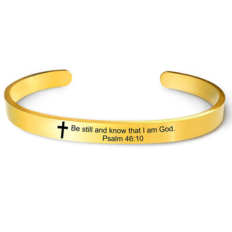 Factory Outlet Wholesale Custom Christian Jewelry Stainless Steel Bracelet Gold Plated 18k Bible Verse Bracelet Fashion Bracelet