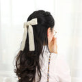 ShanHai Luxury Pearl Bow Hair Clip with Beaded Long Tail Spring Clip Fashionable and High-quality Bridal Bow Hair Clip