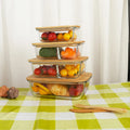 Meal Prep Bamboo Lid Glass Food Storage Container High Borosilicate Glass Clear Microwavable Lunch Box With Bamboo Lid