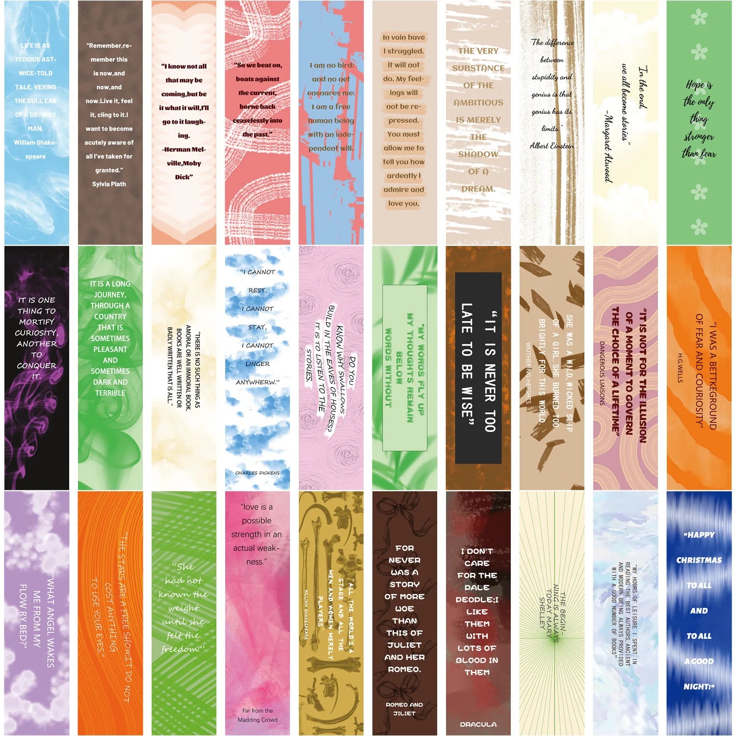 15CM 30PCS Colorful philosophical famous person quotes bookmark